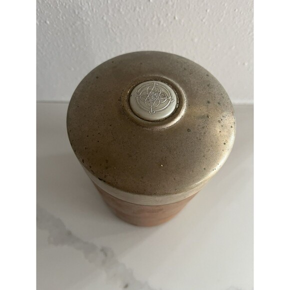 Vintage Brass Copper Humidor Aztec Clay Cigar Humidifier Container - Picture 2 of 6